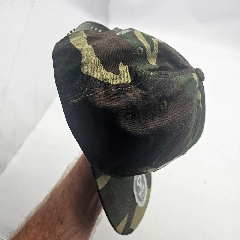 Top Level Hat Cap Snap Back Mens One Size Green Camo Skull Graphic Army Twill